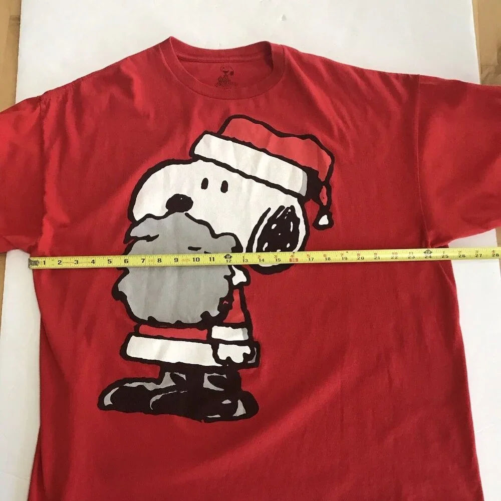 Snoopy Santa Men's Sz 2XL Short Sleeve T-Shirt Peanuts Christmas Tee Holiday Red - Picture 3 of 5